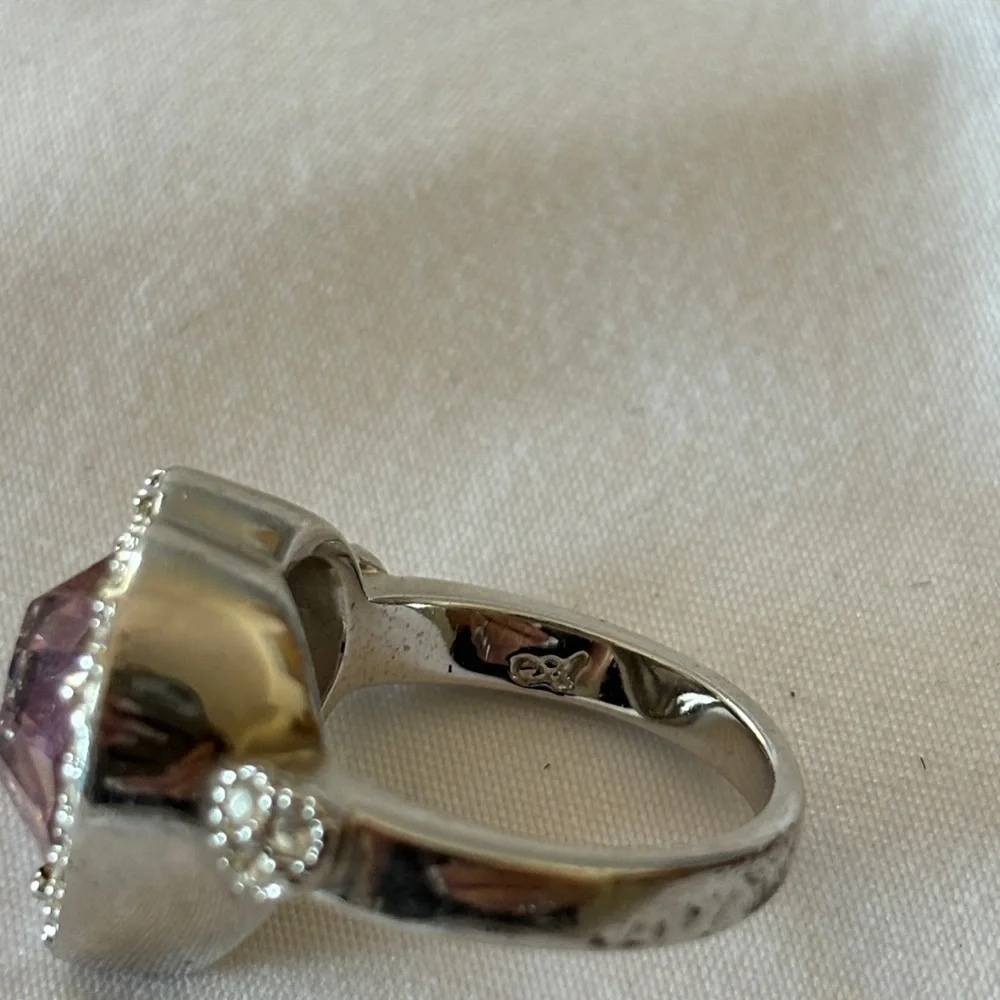 Purple Heart Rhinestone Ring Missing One Small Rhinestone - Picture 5 of 6